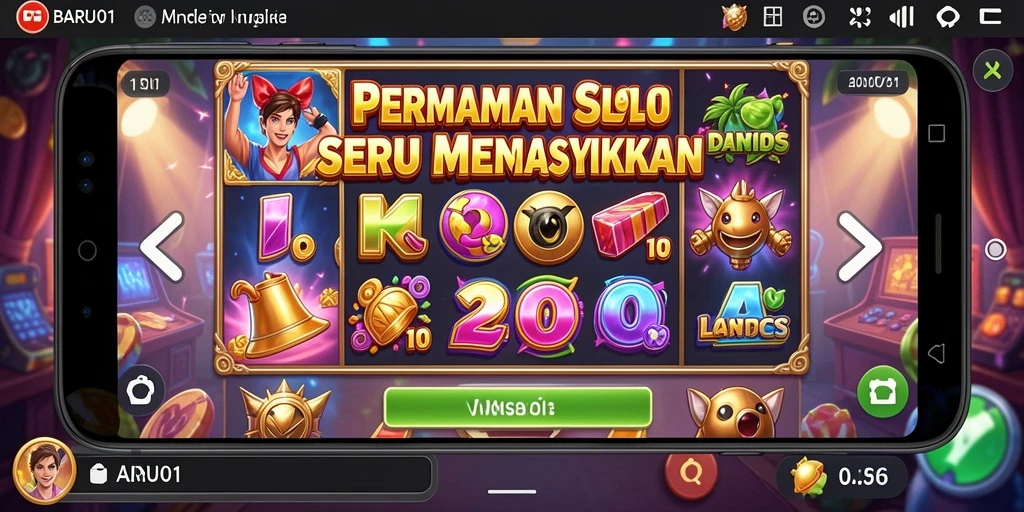 Tampilan gameplay menarik dari BARU01 dengan simbol-simbol slot yang memukau.