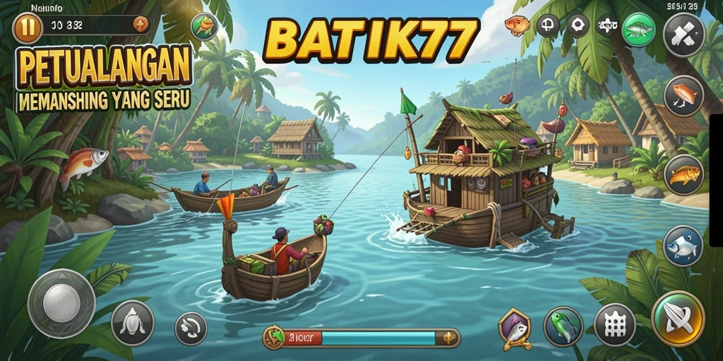 Tampilan gameplay seru di BATIK77 saat menangkap ikan besar.