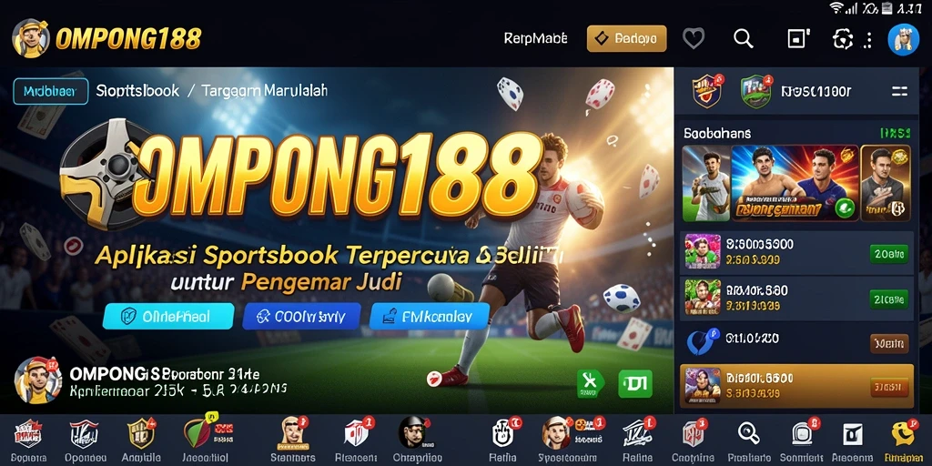 Gambaran tampilan aplikasi OMPONG188 dengan gameplay Sportsbook.
