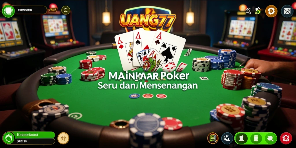 Tampilan gameplay Poker yang seru dan interaktif di UANG77.
